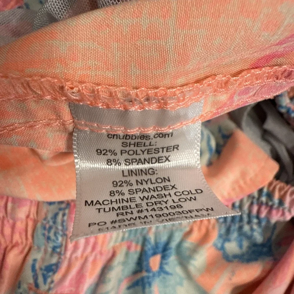 Chubbies Swim Trunks Floral Print Drawstring Waist Large Pink Colorful 30